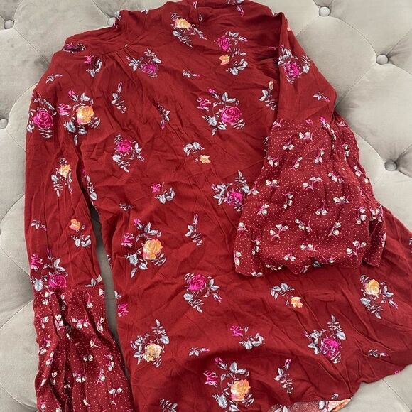 Free People Red Tate Floral Tunic In Vintage Combo Casual Dress NWT - Picture 7 of 8